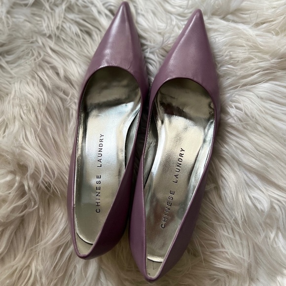 Brand New Purple Chinese Laundry Kitten Faux Leather Heels Size 6M - Picture 7 of 8